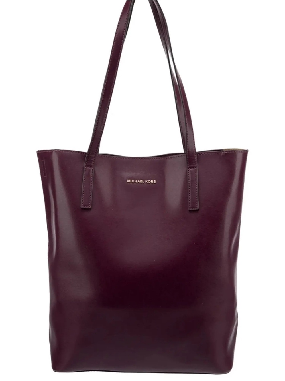 Michael Kors Emry large leather tote bag rich plum smooth finish